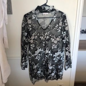 Black floral sheer dress with black slip